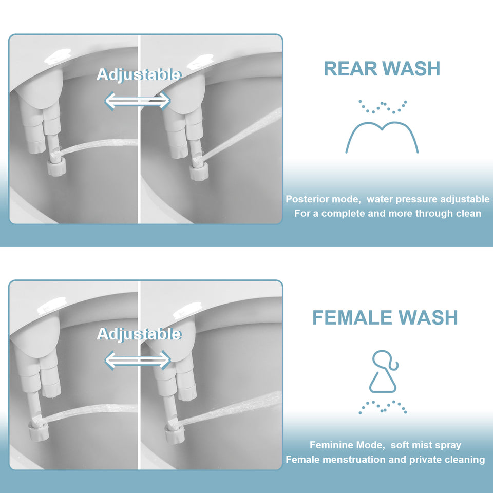 Ultra-Slim Dual-Nozzle Bidet Attachment for Toilet | Adjustable Water Pressure